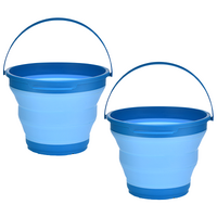 2x 7L Foldable Collapsible Silicone Bucket for Home/Hiking/Camping/Fishing -Blue