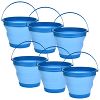 6x 7L Foldable Collapsible Silicone Bucket for Home/Hiking/Camping/Fishing -Blue