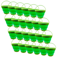 24x 7L Foldable Collapsible Silicone Bucket for Hiking/Camp/Fishing Bulk- Green