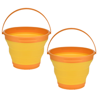 2x 7L Foldable Collapsible Silicone Bucket for Hiking/Camping/Fishing - Orange