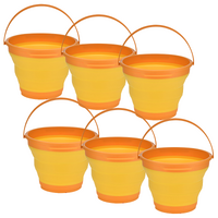 6x 7L Foldable Collapsible Silicone Bucket for Hiking/Camping/Fishing - Orange