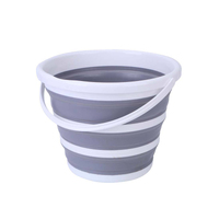 10 Litre Foldable Collapsible Bucket Silicone for Home/Hiking/Camping/Fishing - Grey/White