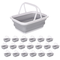 20x 9L Collapsible Laundry Folding Clothes Basket w Handles Bin Bulk -Grey/White