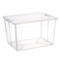 37 Litre Modular Clear Foldable Storage Box with Lid Plastic Tub Collapsible 