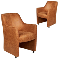 Set of 2 Genoa Rustic Armchair Wheels Antique Style Living Room Furniture Chair
