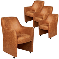 Set of 4 Genoa Rustic Armchair Wheels Antique Style Living Room Furniture Chair