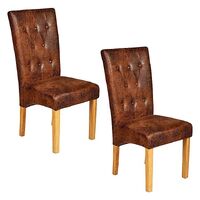 2pc Set Spartan Antique Bronze Oak Dining Chair Antique Style Brown