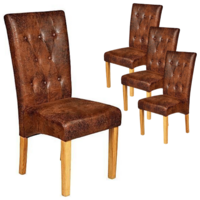 4pc Set Spartan Antique Bronze Oak Dining Chair Antique Style Brown