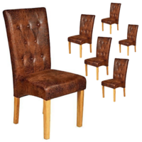 6pc Set Spartan Antique Bronze Oak Dining Chair Antique Style Brown