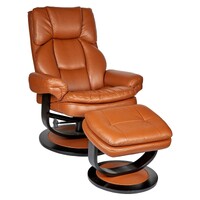 Rafael Faux Leather Premium Lounge Chair w Ottoman - Brown