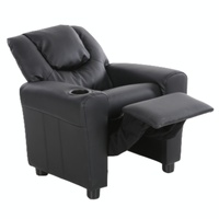 Oliver Kids Recliner Chair Sofa Children Lounge Couch PU Armchair - Black