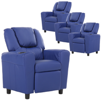 Set of 4 Oliver Kids Recliner Chair Sofa Children Lounge Couch PU Armchair Blue