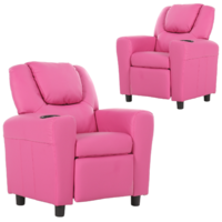 Set of 2 Oliver Kids Recliner Chair Sofa Children Lounge Couch PU Armchair Pink