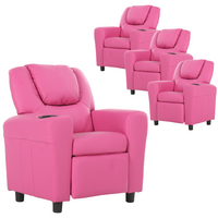 Set of 4 Oliver Kids Recliner Chair Sofa Children Lounge Couch PU Armchair Pink