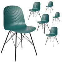Set of 6 Modern Republica Dining Chair Office Furniture Seat Scandi Dark Green