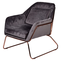 Luxury Marco Velvet Armchair Modern Living Bedroom Relax Office Arm Chair - Grey