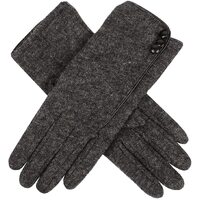 Dents Womens Plain Wool Gloves With Contrast Piping And Bow- Charcoal/Black