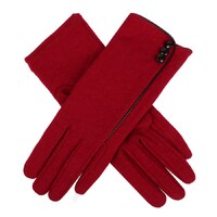 Dents Womens Plain Wool Glove With Contrast Piping Warm Winter Fleece Thermal - Berry/Black
