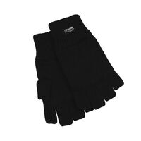 3M Thinsulate Womens Fingerless Knit Gloves Polar Insulation Thermal in Black