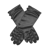 Dents Womens Satin Wrist Length Gloves with Button Trim - Black