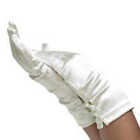 Dents Womens Satin Wrist Length Occasion Gloves with 2 Button Trim - Ivory