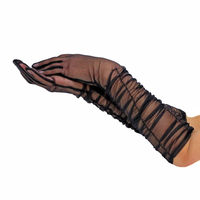 Dents Women's Sheer Ruched Tulle Elbow Length Evening Gloves - Black