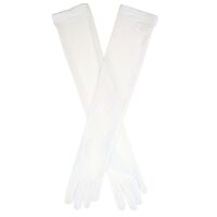 Dents Womens Sheer Tulle Opera Length Evening Gloves - Cream - One Size