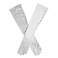 Dents Womens Satin Elbow Length Gloves with Button Trim - White