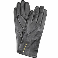 DENTS Womens Leather Gloves with Fleece Lining Warm Winter - Black