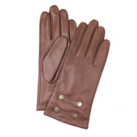 Dents Womens Leather Gloves with Gold Buttons - Camel Brown