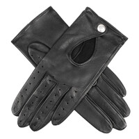 Classic Black Leather Driving Gloves - Black