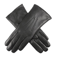 Dents Womens Kangaroo Leather Dress Gloves Cashmere Wool Lined - Black