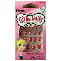 Fing'Rs 21496 Girlie Nails for Little Fingers Carded Kids Fake Press On - 24pcs