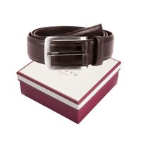 Dents Men's Lined Leather Belt in Gift Box - Brown