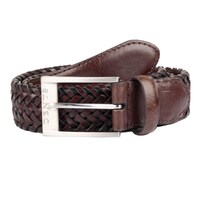 Dents Mens Plaited Leather Belt Genuine - Brown - Medium 86/91cm