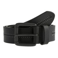 Dents Mens Lined Leather Belt with Stitch Detail and Gunmetal Buckle - Black