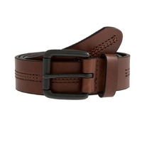 Dents Mens Lined Leather Belt with Stitch Detail and Gunmetal Buckle - Tan