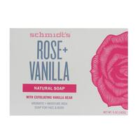 SCHMIDT'S 142g NATURAL SOAP FOR FACE & BODY ROSE + VANILLA