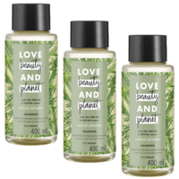 3 Pack Beauty & Planet 400ml Vegan Shampoo w/ Tea Tree Oil