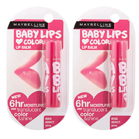 2x Maybelline 4g Baby Lips Lip Balm Spf20 12 Hour Moisture - Rose Addict