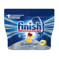 Pack of 18 Dishwasher Tablets Finish Powerball Quantum Ultimate Lemon Sparkle