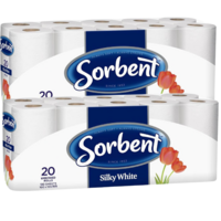 40 Rolls Sorbent Toilet Paper Rolls Silky White Soft Bath Tissue 180 Sheets