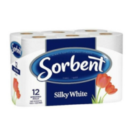 12 Rolls Sorbent Toilet Paper Rolls Silky White Soft Bath Tissue 180 Sheets 