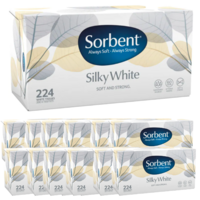 24x 224pk Sorbent Facial Tissues Family Pack 200mm x 195mm Bulk - Silky White