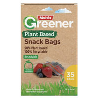 Multix Greener Degradable Snack Bags Resealable 16cm x 10cm - 1 Pack of 35 Bags