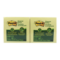 Post-It Greener Notes Yellow 100 Sheets 76mm x 76mm - 1 Pack of 12 pads