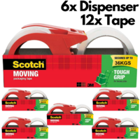 12x Scotch Moving Packaging Tape 2-Pack w/ Dispenser 48mm x  75m