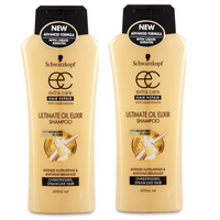 2x Schwarzkopf 400ml Extra Hair Care Shampoo Ultimate Oil Elixir