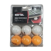 Aerial 1 Pack of 6 Table Tennis Balls - White & Orange