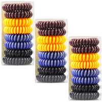 24x Indulge Hair Elastic Ties Bands Spiral Assorted Colours In Display Box